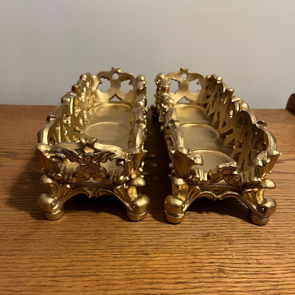 Pair of Gold Candle Holders - Picture 2 of 8